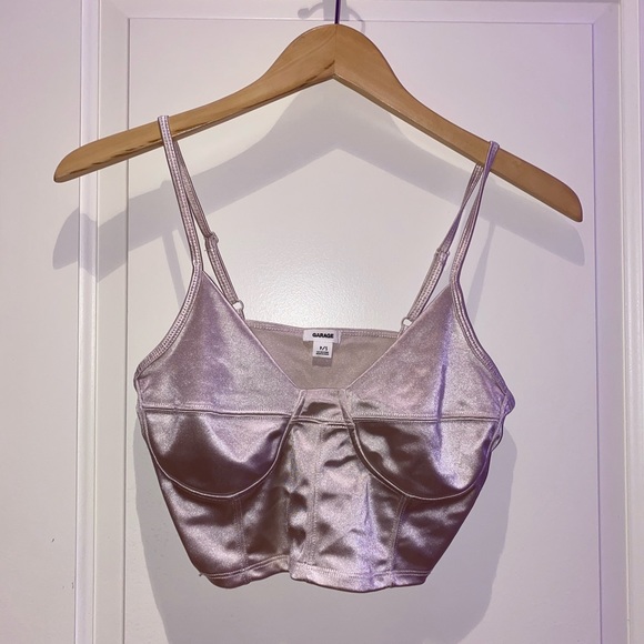Garage Tops - Garage Satin Bustier Cami Light Pink